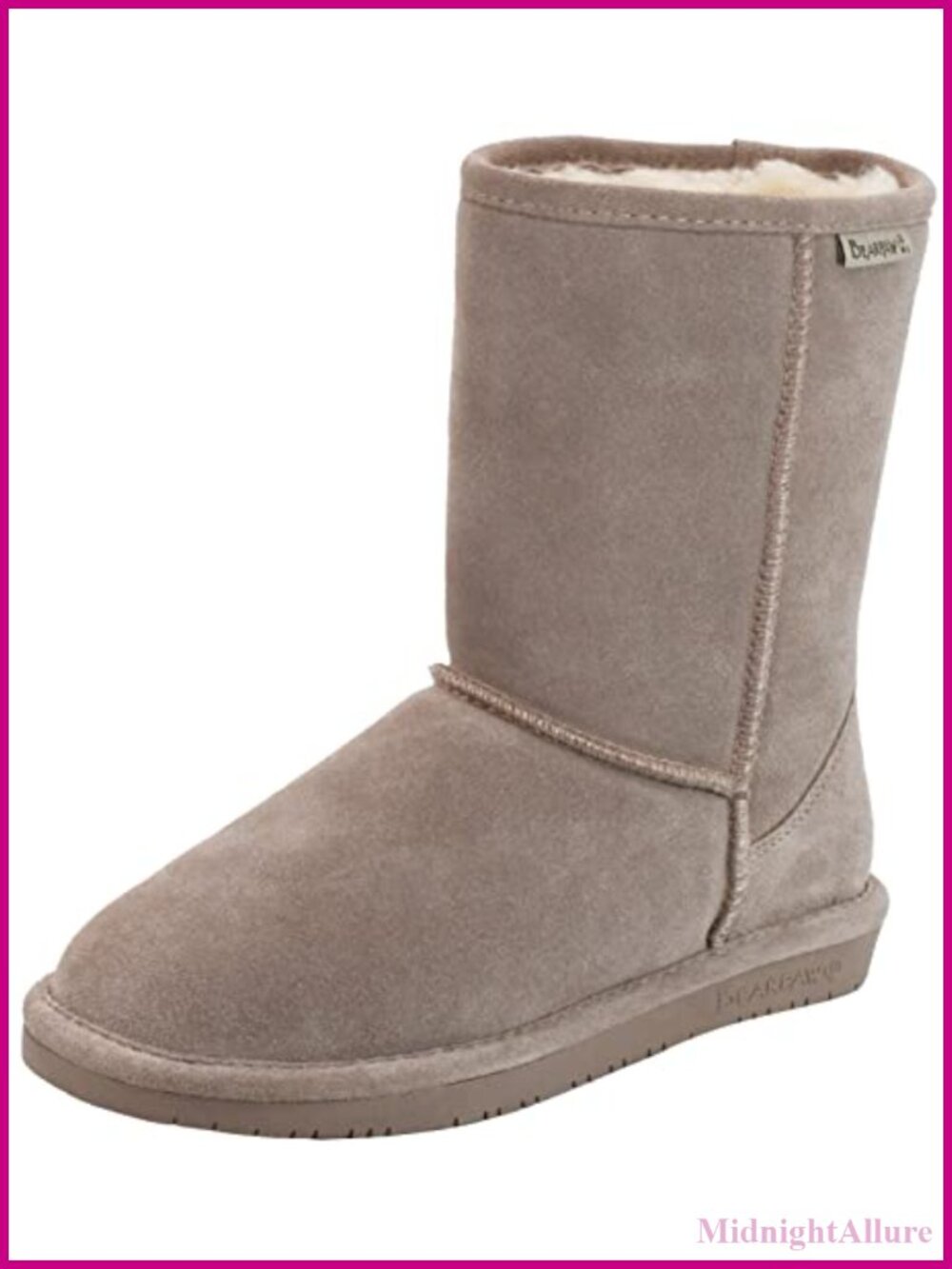 BEARPAW Emma Short Classic Suede Boot 9 Inch Shaft Rubber Sole